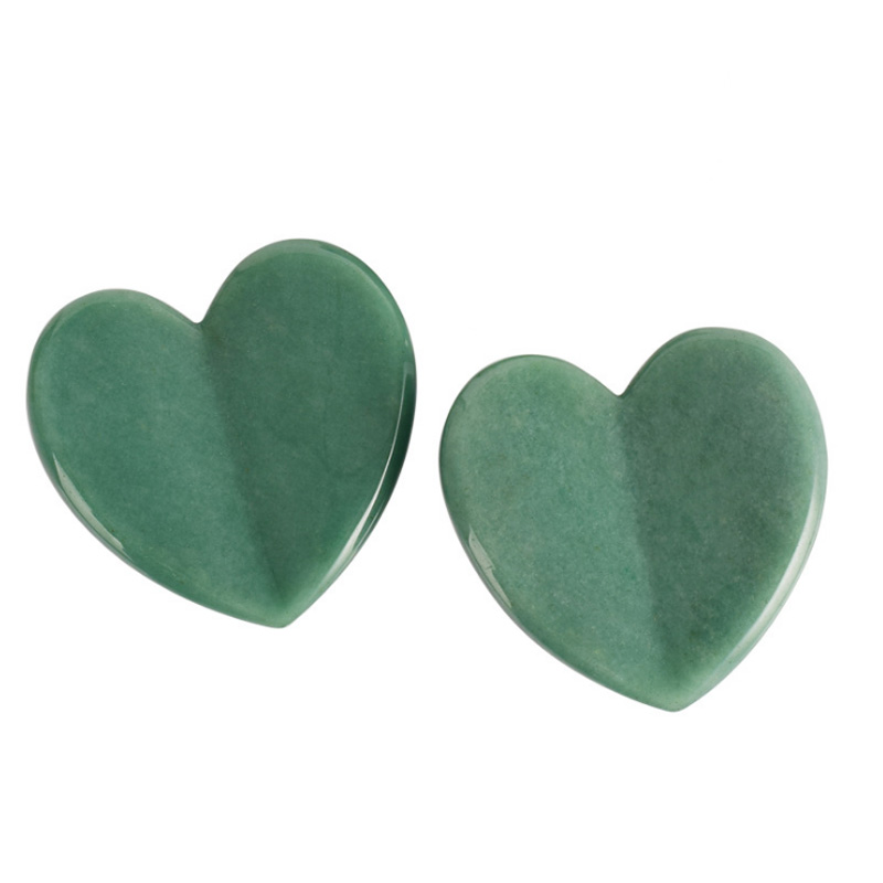 Heart Shape Green Aventurine Jade Stone Guasha Scraping Massage Tool