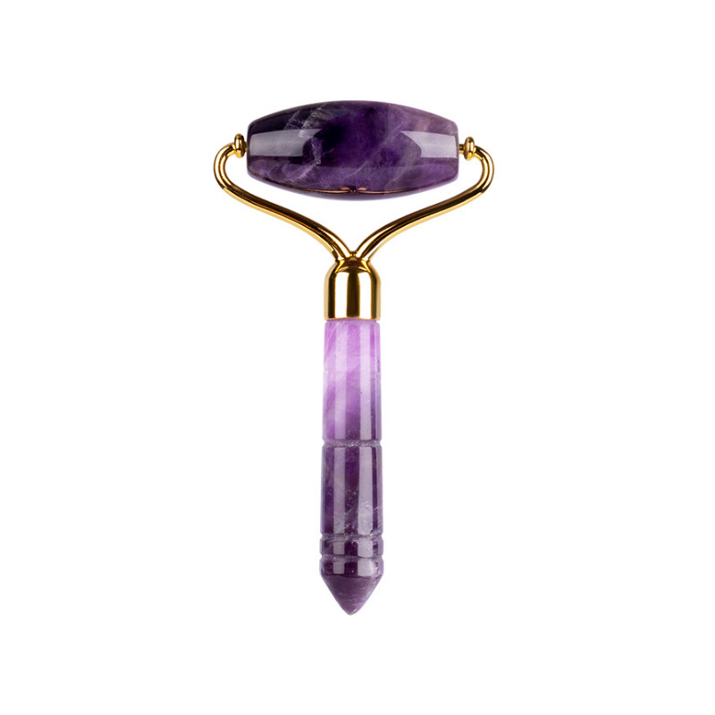 Single-end Amethyst Stone Jade Roller and Skin Gym Face Facial Roller for Face Massager Tool