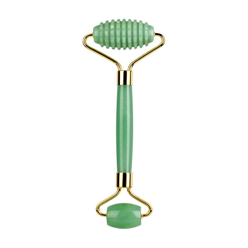 Natural  Green Aventurine Spike Roller Facial Massager Tool for Anti Aging, Reduce Wrinkles