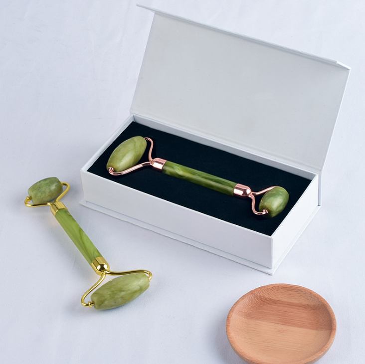 Face Facial Green Jade Roller 100% Natural Real Tools for Eye Puffiness, Scraping Massager Tools Anti-aging