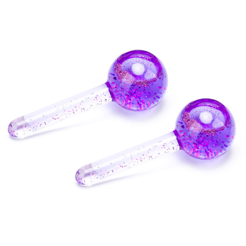 2PCS Facial Ice Globe Cool Roller Ball to Reduce Puffiness, Pores, Wrinkles, Magic Ice Facial Massage Tools for Face and Neck, Eye circle Rollers(Purple)