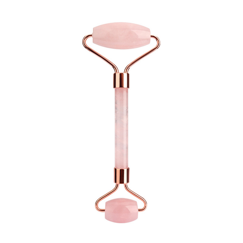Beauty Pink Rose Quartz Real Crystal Gem Stone Marble Cuarzo Ice Cold Jade Facial Face Roller Massager Tool For Face And Eye Puffiness Wrinkle
