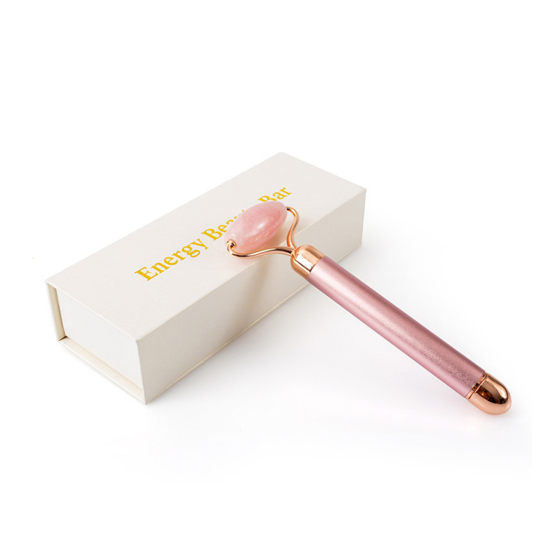 Vibrating Jade Facial Massager Roller, Electric Rose Quartz Face Roller to Press Serums, Cream and Oil Into Skin